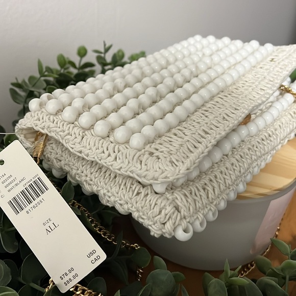 Anthropology white beaded purse with gold chain, Crossbody - Picture 4 of 4